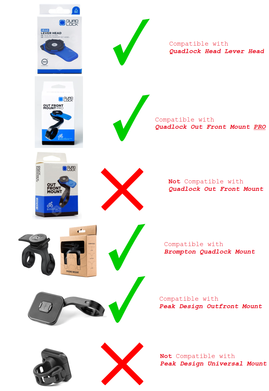 Bar Clamp for Quadlock / Peak Design / Mous Intralock / SP Connect / SPC+ / Fidlock / Bike Computers / GoPro heads
